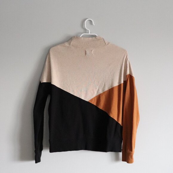 Pact Airplane Organic Cotton Medium Colorblock Mock Neck Pullover Sweater - Picture 3 of 12